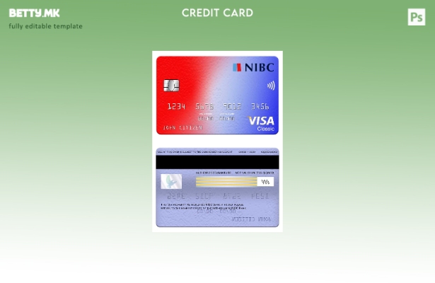 Модерен стил, шаблон за класична картичка за виза на холандската NIBC Bank